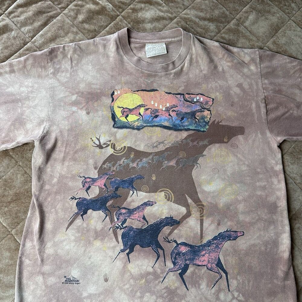 Vintage Nature 90s The Mountain Ginny Hogan Western Horses Grand Canyon Tee Sz L